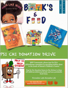 Image of flyer for Psi Chi Donation Drive.