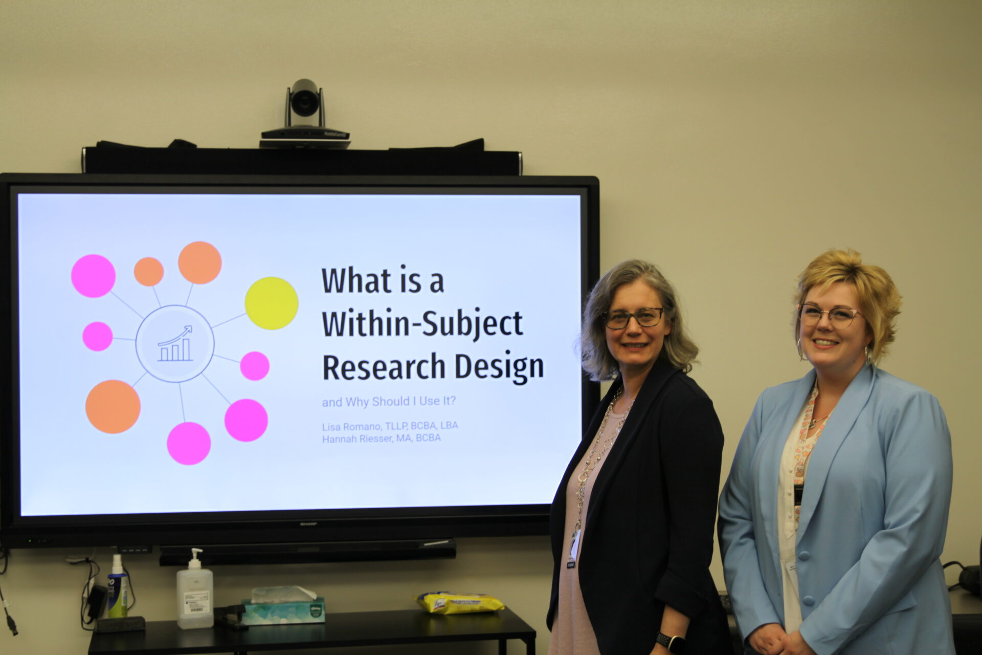 Elizabeth Romano (MA with ABA '20, PsyD 2) and Hannah Riesser (MA with ABA '21, PsyD 2) gave a Panel Presentation titled "What is Within-Subject Research Design and Why Should We Use it?"