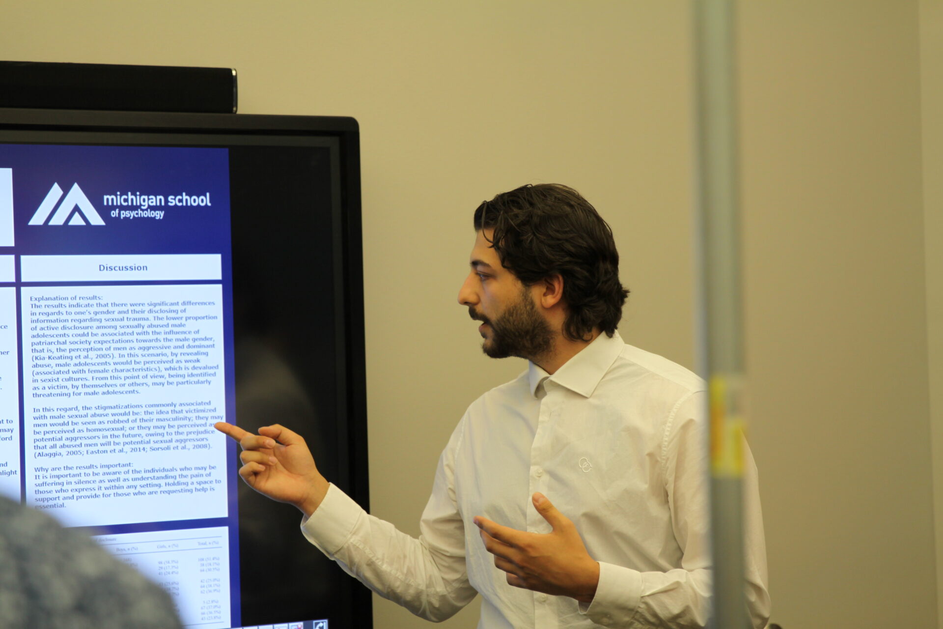 Kareem Daher (MA) presented his poster "A Response to Sexual Trauma Through Gender Differences: How Does Collectivistic Cultures and Honorr-Based Cultures Affect an Individual's Experience of Sexual Trauma?"