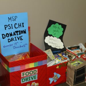 Photo of donated food and books