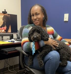 Photo of Dr. Cochran and her dog